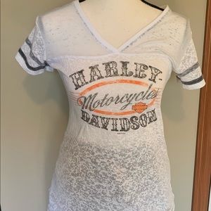 Women’s Harley Davidson Burnout V Neck T shirt